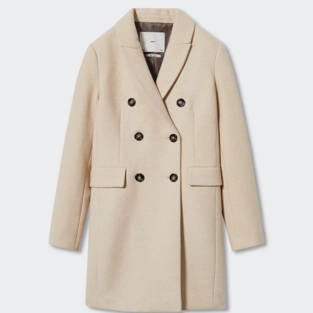 NWT Mango Double Breasted Wool Blend Coat